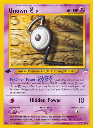 Unown [G] 027/105 - 1st Edition Neo Destiny