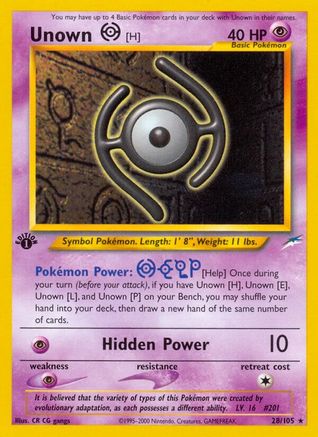 Unown [H] 028/105 - 1st Edition Neo Destiny