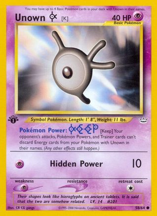 Unown [K] 058/64 - 1st Edition Neo Revelation