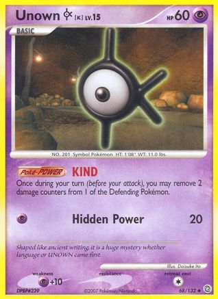 Unown [K] 068/132 - Reverse Holofoil Secret Wonders