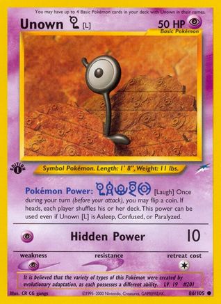 Unown [L] 086/105 - 1st Edition Neo Destiny