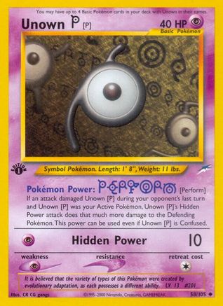 Unown [P] 058/105 - 1st Edition Neo Destiny