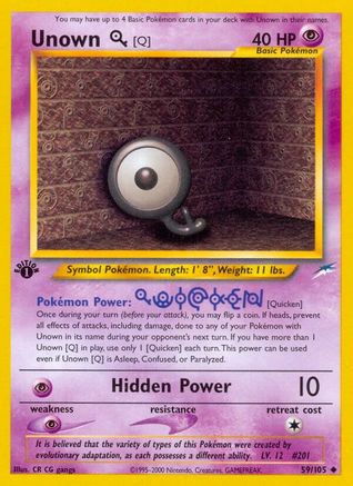 Unown [Q] 059/105 - 1st Edition Neo Destiny