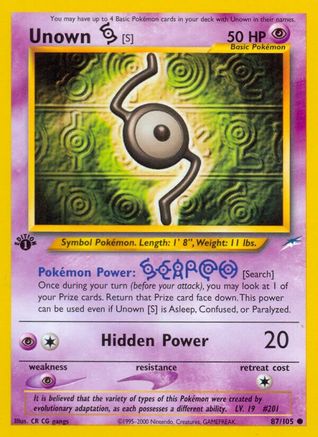 Unown [S] 087/105 - 1st Edition Neo Destiny