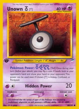 Unown [T] 088/105 - 1st Edition Neo Destiny