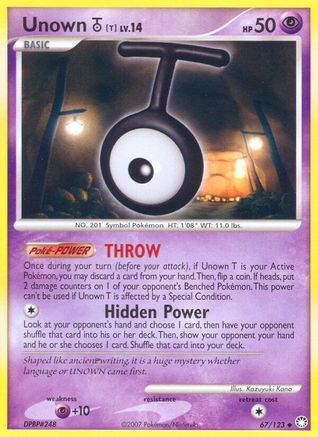 Unown [T] 067/123  - Reverse Holofoil Mysterious Treasures
