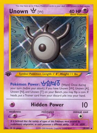 Unown [W] 029/105 - 1st Edition Neo Destiny
