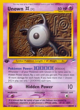 Unown [X] 030/105 - 1st Edition Neo Destiny
