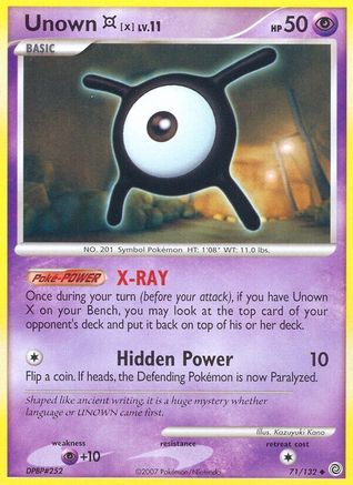 Unown [X] 071/132  - Reverse Holofoil Secret Wonders
