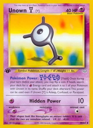 Unown [Y] 040 - 1st Edition Neo Revelation