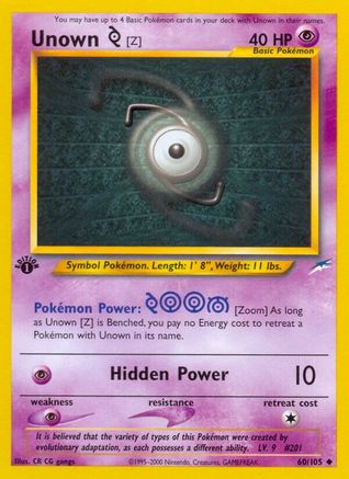 Unown [Z] 060/105 - 1st Edition Neo Destiny