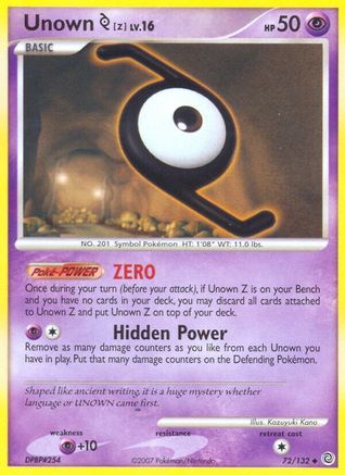 Unown [Z] 072/132  - Reverse Holofoil Secret Wonders