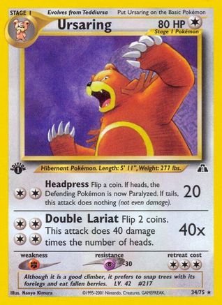 Ursaring 034/75 - 1st Edition Neo Discovery