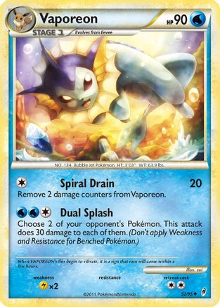 Vaporeon 052/95  - Reverse Holofoil Call of Legends