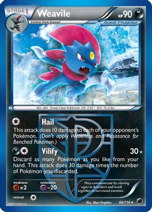 Weavile (Team Plasma) 066/116  - Reverse Holofoil Plasma Freeze