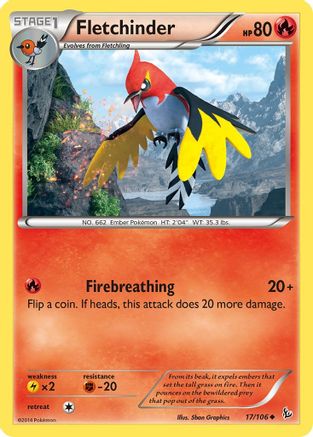 Fletchinder 017/106  - Reverse Holofoil XY  Flashfire