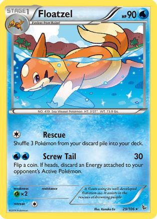 Floatzel 029/106  - Reverse Holofoil XY  Flashfire