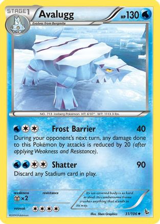 Avalugg 031/106  - Reverse Holofoil XY  Flashfire