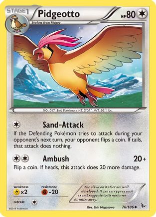 Pidgeotto 076/106  - Reverse Holofoil XY  Flashfire