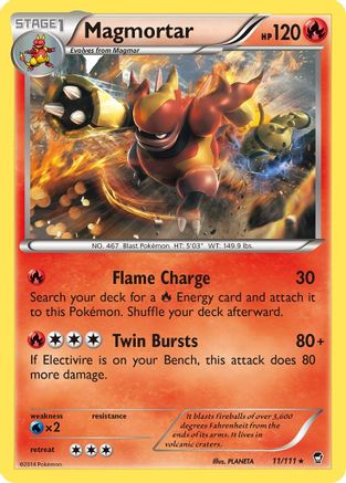 Magmortar 011/111  - Reverse Holofoil XY  Furious Fists