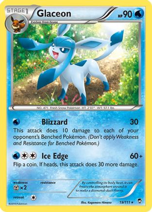 Glaceon 019/111  - Reverse Holofoil XY  Furious Fists