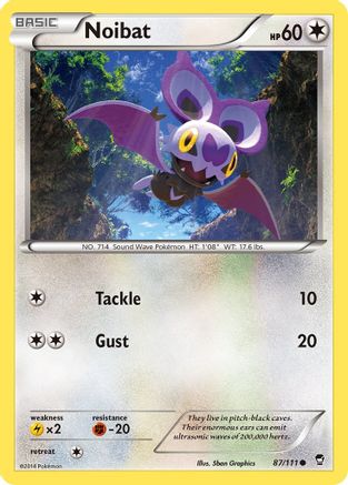 Noibat 087/111  - Reverse Holofoil XY  Furious Fists