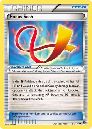 Focus Sash 091/111  - Reverse Holofoil XY  Furious Fists