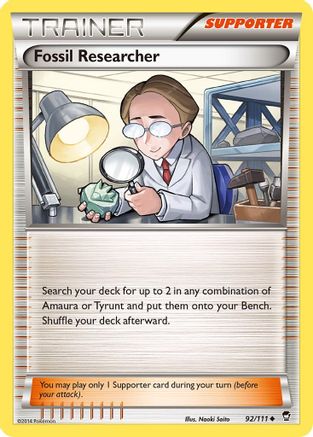 Fossil Researcher 092/111  - Reverse Holofoil XY  Furious Fists