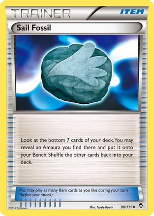 Sail Fossil 098/111  - Reverse Holofoil XY  Furious Fists