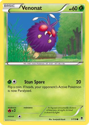 Venonat 001/119  - Reverse Holofoil XY  Phantom Forces