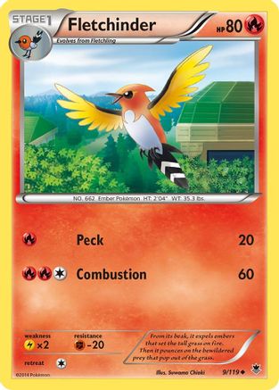 Fletchinder 009/119  - Reverse Holofoil XY  Phantom Forces