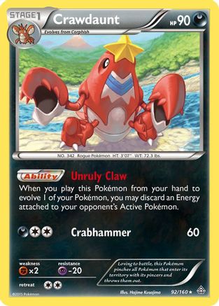 Crawdaunt 092/160  - Holofoil XY  Primal Clash