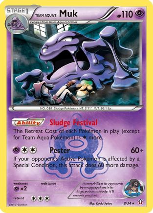 Team Aqua's Muk 008/34  - Reverse Holofoil Double Crisis