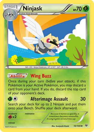 Ninjask 010/108  - Reverse Holofoil XY  Roaring Skies