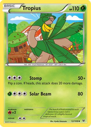Tropius 012  - Reverse Holofoil XY  Roaring Skies