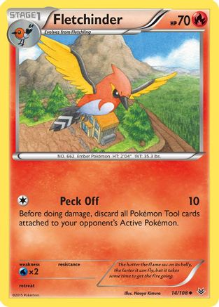 Fletchinder 014  - Reverse Holofoil XY  Roaring Skies