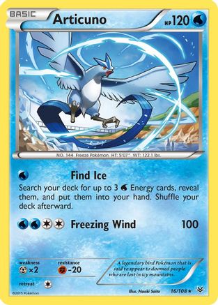 Articuno 016/108  - Reverse Holofoil XY  Roaring Skies