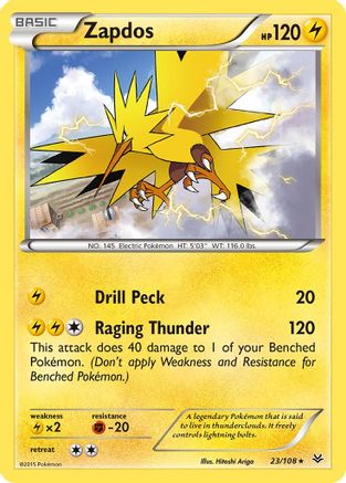 Zapdos 023/108  - Reverse Holofoil XY  Roaring Skies