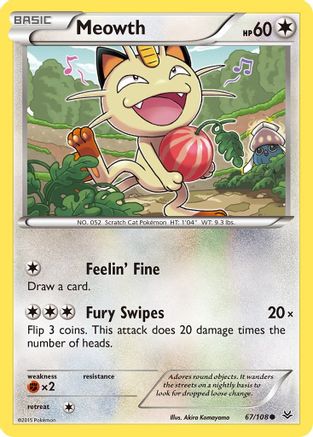 Meowth 067/108  - Reverse Holofoil XY  Roaring Skies
