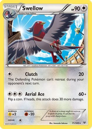 Swellow 071/108  - Reverse Holofoil XY  Roaring Skies