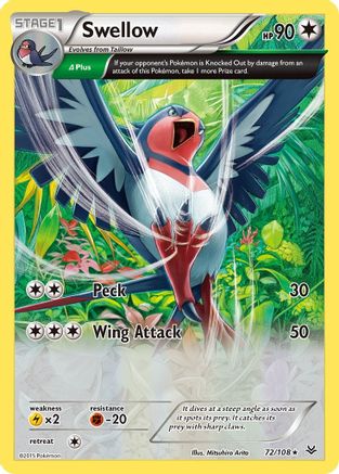 Swellow (Delta) 072/108  - Holofoil XY  Roaring Skies
