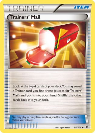 Trainers' Mail 092/108  - Reverse Holofoil XY  Roaring Skies